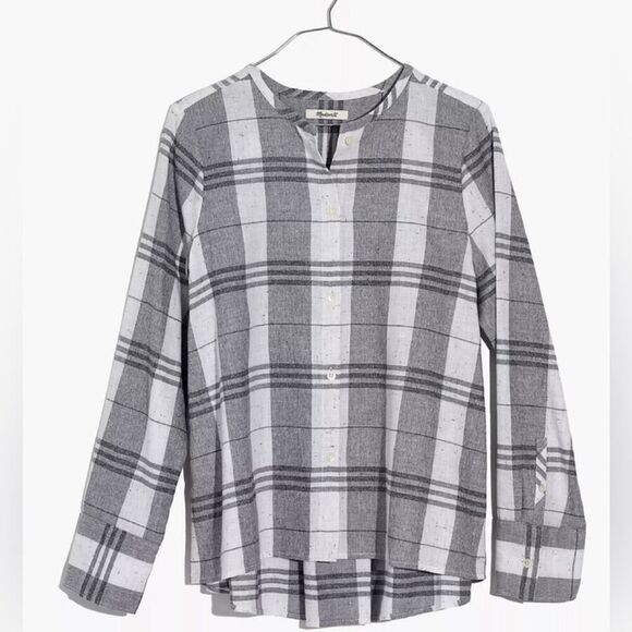 MADEWELL COLORLESS  PLAID BUTTON DOWN‎ BLOUSE SIZE XL - Picture 1 of 7